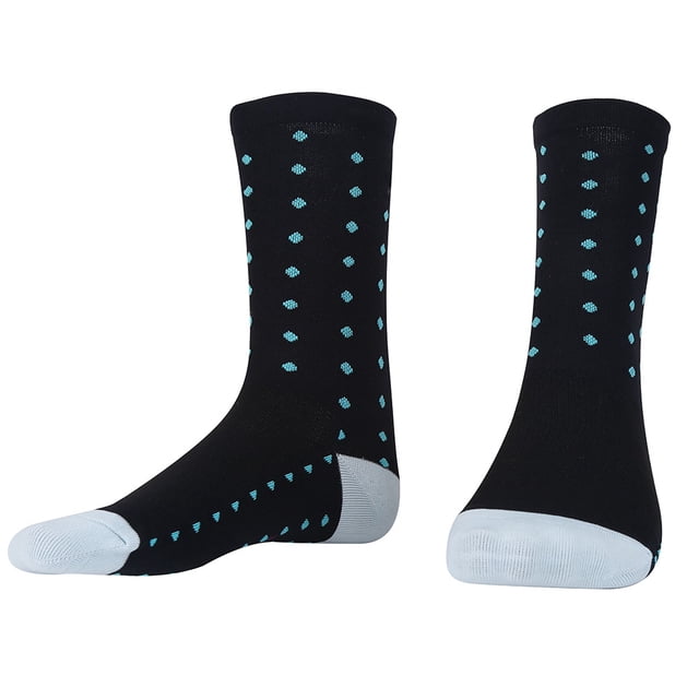 Calcetines de ciclismo de alto rendimiento hasta la pantorrilla de nailon transpirable, ideales para andar en bicicleta, correr y hacer deporte, de color negro, para hombres y mujeres