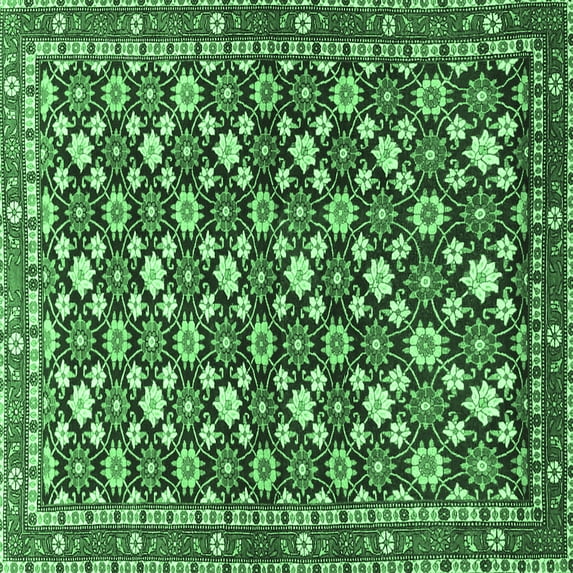 Ahgly Company Indoor Square Persian Emerald Green Traditional Area Rugs, 7' Square