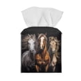 thumbnail image 2 of FUIALDOLG Stylish Tissue Box Holder 3D Horses Square Tissue Cube Cover PU Leather Facial Organizer for Bathroom, Tabletop, Car, Night Stands, Office, Home, Kitchen, 5.1''X5.1''X5.5'', 2 of 7
