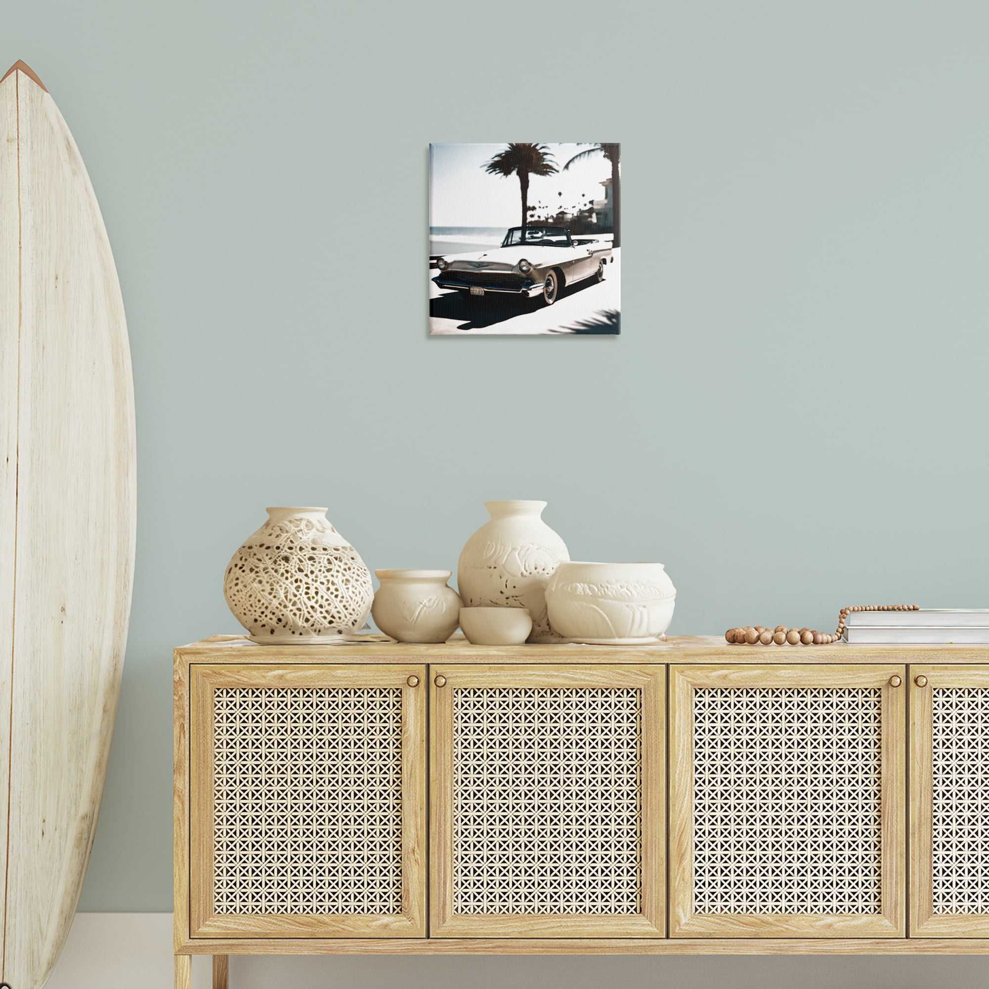 Stupell Industries California Cruise Antique Car Transportation Painting Wrapped Canvas Art Print Wall Art, 17 x 17