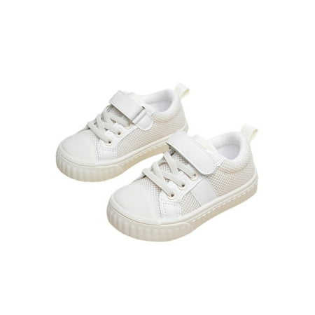 

Wazshop Children Sneakers Hook And Loop Flats Mesh Casual Shoes Fashion Sport Skate Shoe Unisex Anti-collision Comfort White 10C