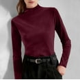 thumbnail image 4 of Mock Neck Sweaters for Women Soft Velvet Knitted Base Pullover Tops Long Sleeve Solid Color Casual Blouses (XL, Wine), 4 of 7