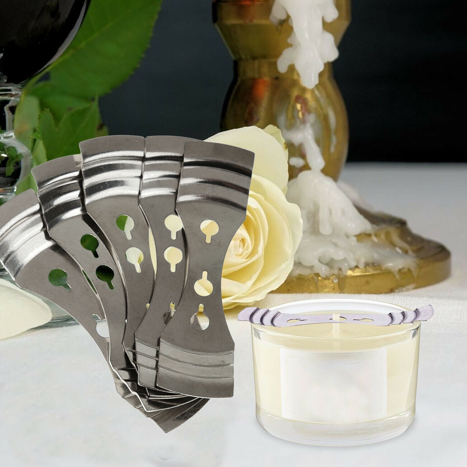 5pcs  Candle Wick Centering Devices, Silver Stainless Steel Candle Wick Holder for Candle Making