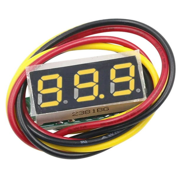 3 Wires Digital Voltage Tester 0-100V 0.28 Inch Mini DC Voltmeter (Yellow)