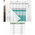 thumbnail image 6 of No Hook Shower Curtain with Snap-in Liner, Teal Floral Waterproof Fabric Bathroom Curtains, Botanical Blossom Motif Boho Grey Stripes Bath Curtains & Mesh Top Window 66"x72", 6 of 6