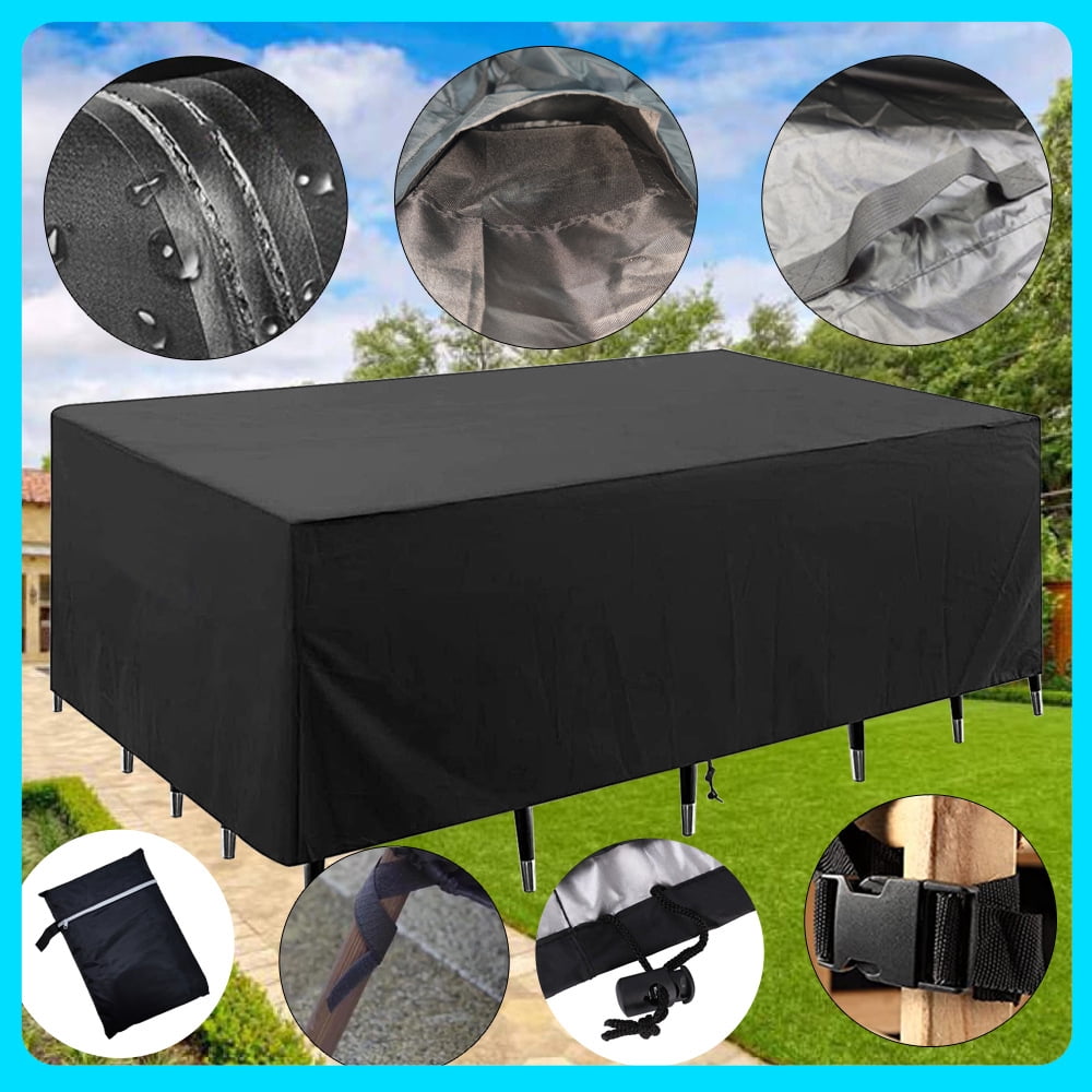 Outdoor Patio Furniture Covers Waterproof, Outside Table and Chair Covers (130 Inch L x 83 Inch W x 23 Inch H) Black