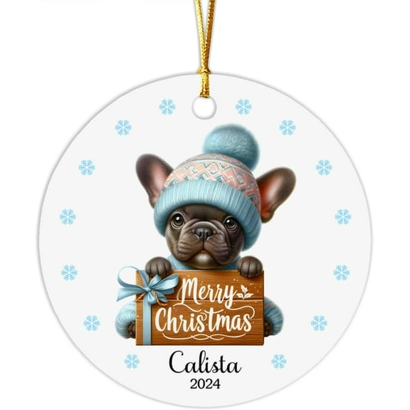 Customized French Bulldog Ornament for Christmas, Personalized French Bulldog Christmas Ornament with Name & Year, Gifts for Pet Lovers, French Bulldog Merry Christmas Ornament, Dog Ornament s1U3PC