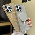 thumbnail image 3 of Compatible with iPhone 15 Pro Max Magnetic Diamond Case Bling Glitter Rhinestone Crystal Cute for Girls Women Plating Bumper Case Luxury Sparkle Slim Thin Protective Case Gold, 3 of 9