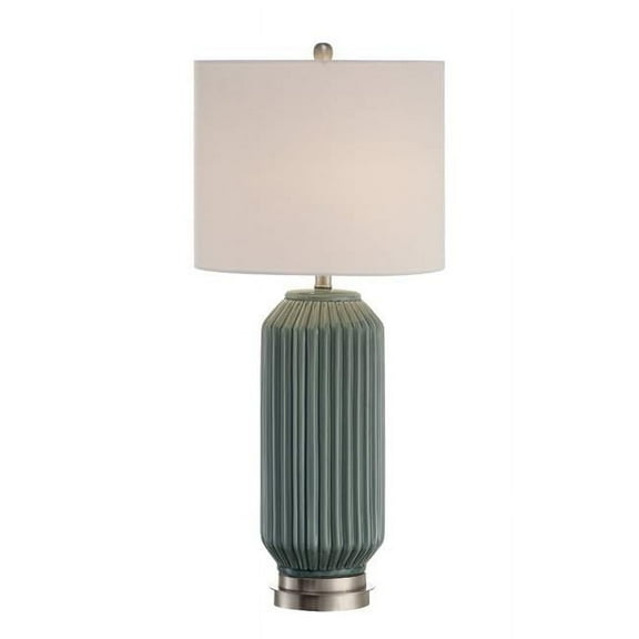 Oval Paige Table Lamp - Blue, Gray Ceramic & Brushed Nickle