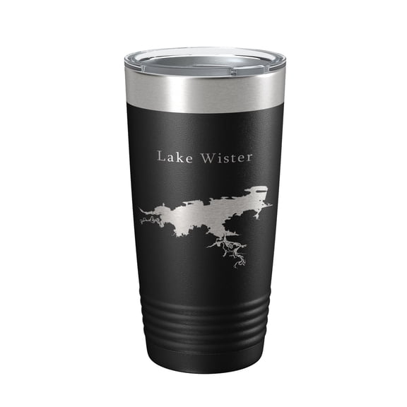 Lake Wister Map Tumbler Travel Mug Insulated Laser Engraved Coffee Cup Oklahoma 20 oz Black