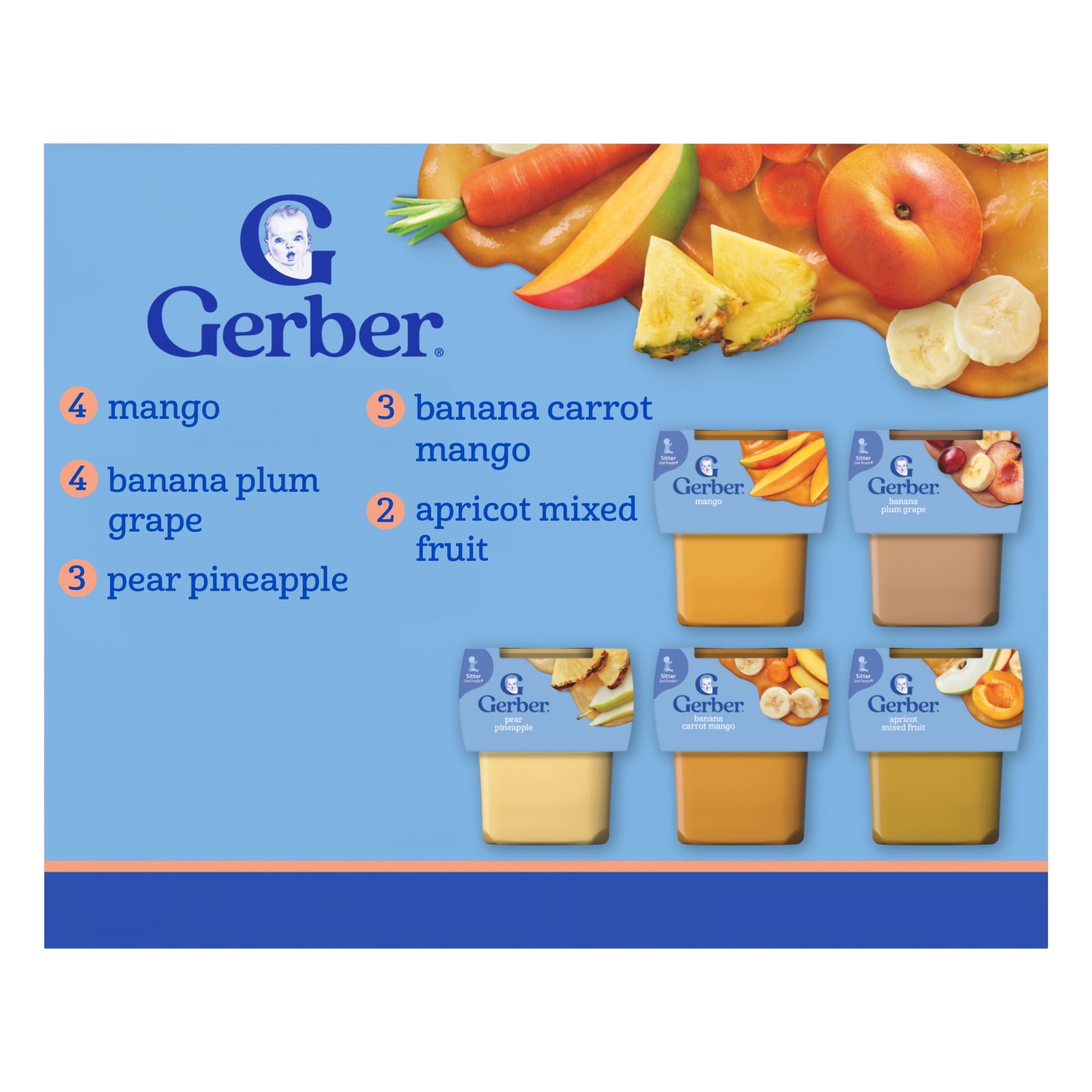 Gerber 2nd Foods Baby Food, Tropical Adventure Variety Pack, 2 oz Tubs (32 Pack)