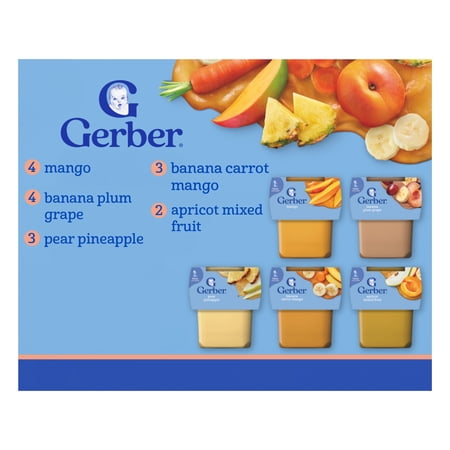 Gerber 2nd Foods Baby Food, Tropical Adventure Variety Pack, 2 oz Tubs (32 Pack)