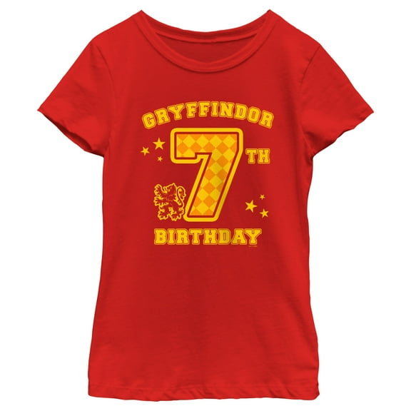 Girl's Harry Potter Gryffindor 7th Birthday  Graphic Tee Red Small
