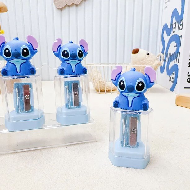 Sacapuntas de dibujos animados de Disney LiLo Stitch, sacapuntas con patrón de puntada, suministros de papelería escolar para niños y estudiantes, regalos