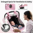 thumbnail image 5 of Baby Car Seat Cover, Caveen Infant Carseat Canopy, Warm Plush Minky Dots Shield Covers, with Breathable Mesh Window, Enlarge Space, Pink, 5 of 7