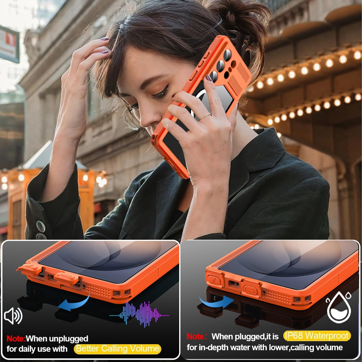 AICase Waterproof Case Cover for Samsung Galaxy S26 Ultra, IP68 Waterproof Full Body Protective Shockproof Case with Build in Screen Protector Anti-Scratch Cell Phone Case,Orange