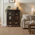 thumbnail image 3 of Simpli Home Bedford 39 inch Wide Solid Wood Transitional Medium Storage Cabinet in Dark Tobacco Brown, 3 of 9