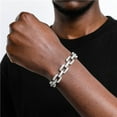 thumbnail image 3 of FEEL STYLE Male 12MM Zircon Silver Plated Rolo Chain Hip Hop Bracelet for Men Women 7", 3 of 5