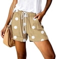 thumbnail image 4 of Only Moment Polka Dot Shorts High Waist Shorts Summer Casual High Waist Drawstring Comfy Dressy Lounge Beach Vacation Shorts with Pockets Light Yellow,S, 4 of 6