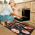 thumbnail image 3 of Kitchen Rugs and Mats【2 PCS】 Farmhouse Kitchen Decor, Non Skid Washable Black Kitchen Mat Soft Super Absorbent Kitchen Mat Runner Set Doormat Bathroom,Meat Design (17"x47"+17"x30"), 3 of 6
