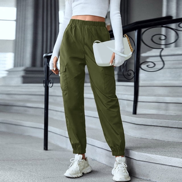 WILLBEST Pantalones Casuales para Mujer: Pantalones Cargo Holgados de Calle con Cintura Elástica y Bolsillos para Mayor Comodidad. Extra Grande