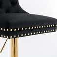 thumbnail image 5 of MIKIBAMA Set of 2 Black Tufted Velvet Swivel Bar Stools, Adjustable 27-35 Inch Height Gold Leg Barstools with Back for Kitchen Island, 5 of 8