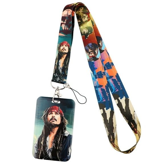 Pirates of The Caribbean Characters Design Lanyard With ID Holder Keychain