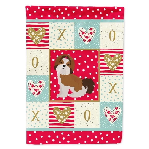 Carolines Treasures CK5844GF Imperial Shih Tzu Puppy Cut Love Flag Garden Size Small multicolor