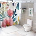 thumbnail image 7 of Awypu Bathroom Shower Curtain Set with Hooks - Most Beautiful Flowers Illustration Pattern - Waterproof - Multiple Sizes White, 7 of 7