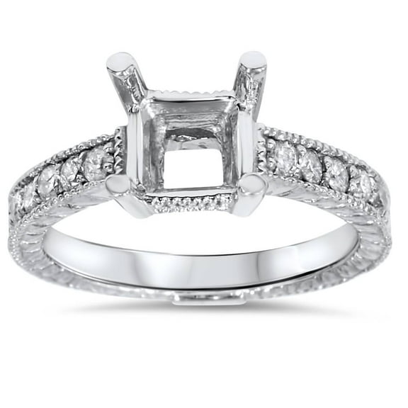 Pompeii White Gold 1/4ct Princess Cut Diamond Hand Engraved Engagement (G/H,I2)