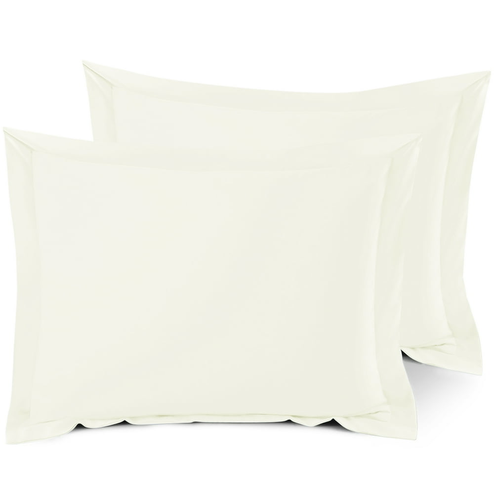 Set of 2 Standard 20"x26" Size Pillow Shams Off White, Hotel Luxury Soft Double Brushed