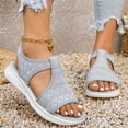 thumbnail image 4 of Womens Wedge Chunky Platform Sandals Firm Knit Upper Memory Foam Shoes Lightweight Summer Athletic Walking Sneakers Gray Size 9.5, 4 of 6