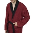 thumbnail image 7 of Men?s 100% Terry Cotton Bathrobe Toweling Gown Robe Two tone Maroon Large, 7 of 7