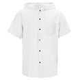 thumbnail image 4 of Tigivemen Short Sleeve T Shirts for Boys with Pockets Casual Henley Shirt Boys Solid Button Down Hoodie Shirts White Size 9-10 Years, 4 of 5