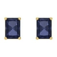 thumbnail image 3 of 14K Solid Gold Screw Back Stud Earrings for Women | 1 cttw Emerald Cut Simulated Blue Sapphire | Yellow Gold, 3 of 5