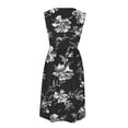 thumbnail image 4 of ClodeEU Women's Crew Neck Sleeveless Floral Print A Line Midi Dress,Casual Summer Swing Dress Black,Women's Plus XL, 4 of 7