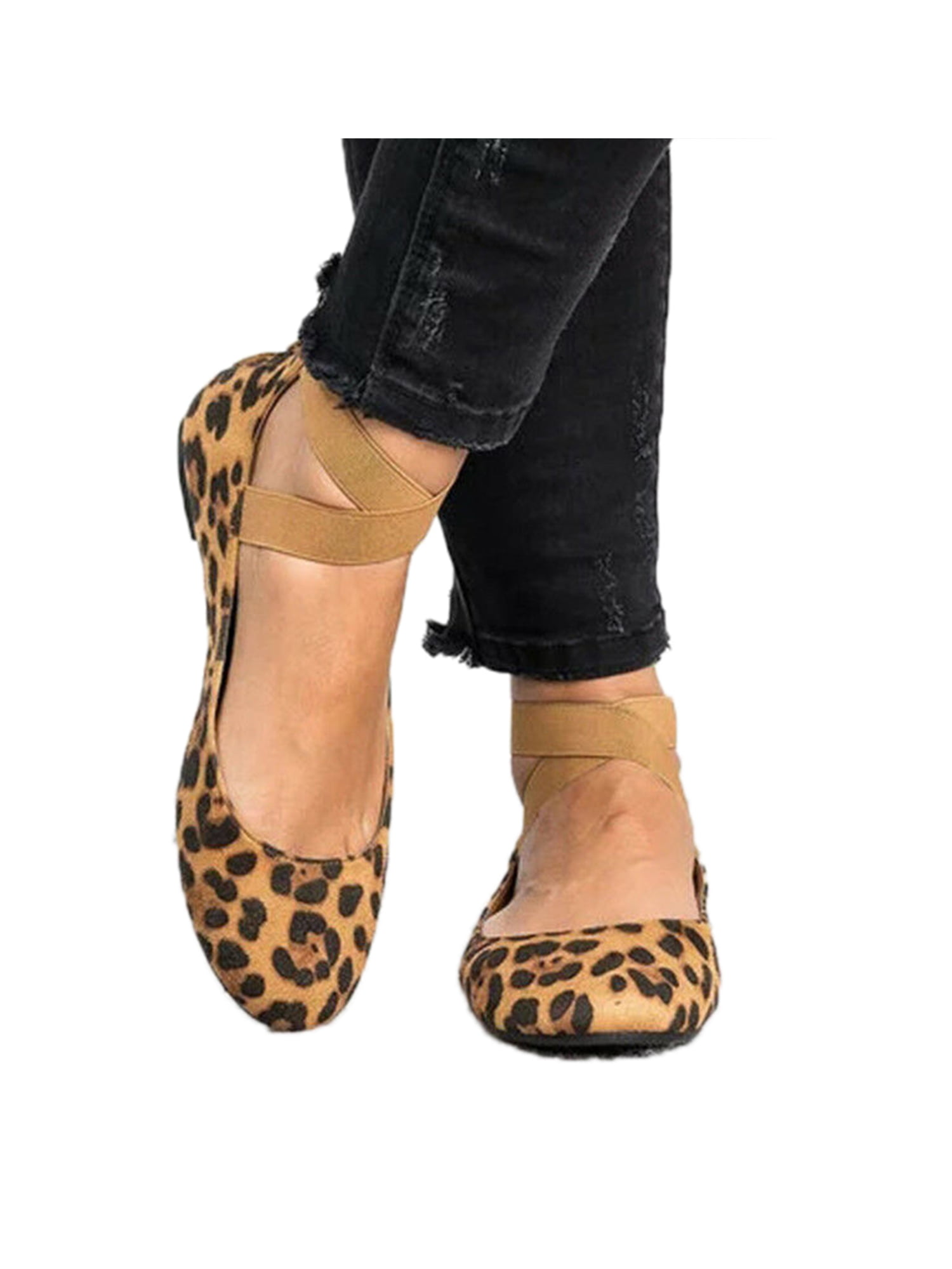 Women Leopard Printed Point Toe Slipper Flat Sandals Dolly Shoes Casual Slider H 