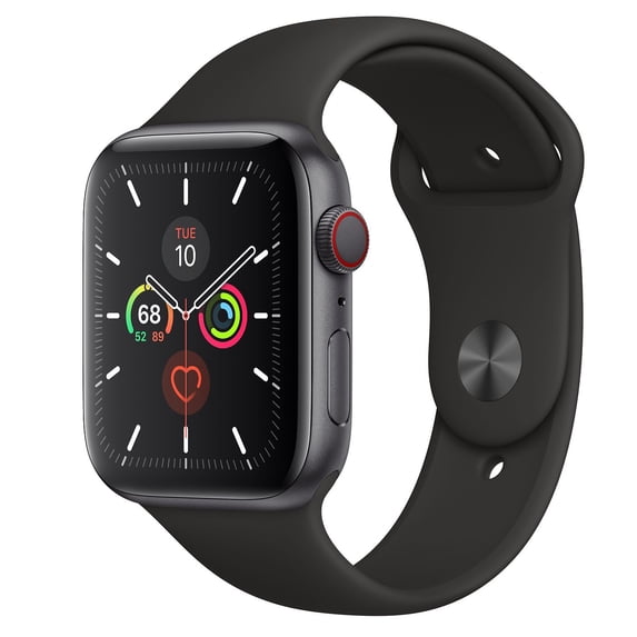 Restored Apple Watch Series 5 (GPS+Cellular, 44mm) - Space Gray Aluminum Case - Black Sport Band (Refurbished)