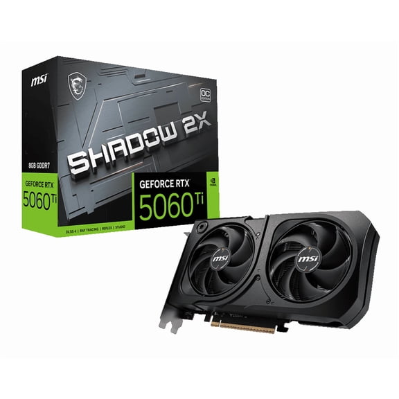 MSI GeForce RTX 5060 Ti 8G SHADOW 2X OC PLUS Graphics Card, 8GB GDDR7, DPx3, HDMIx1, DLSS 4