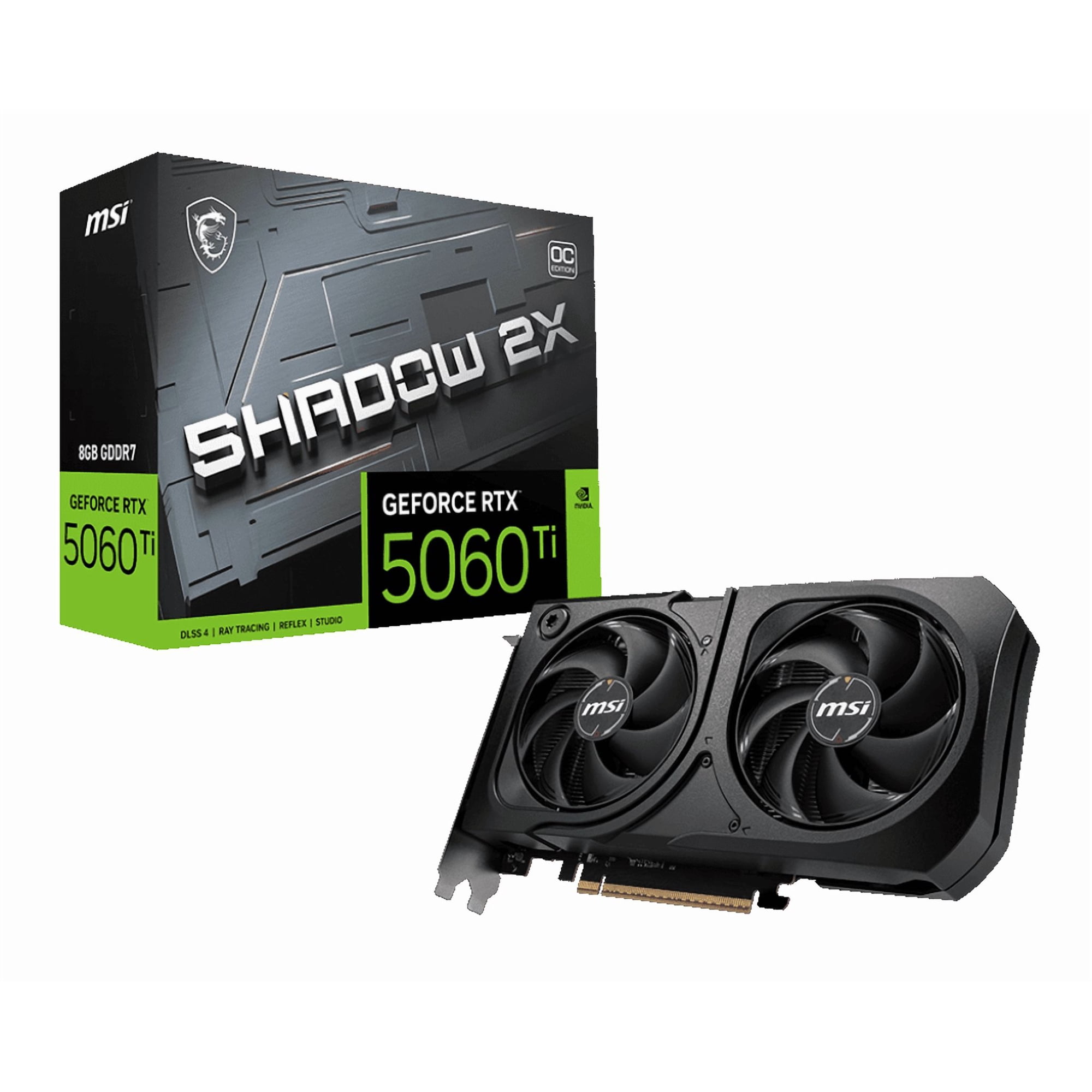 MSI GeForce RTX 5060 Ti 8G SHADOW 2X OC PLUS Graphics Card, 8GB GDDR7, DPx3, HDMIx1, DLSS 4