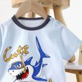 thumbnail image 5 of TOWED22 Toddler Boy Outfits Dinosaur Truck Print Short Sleeve Tee Top Casual Shorts 2pcs Summer Clothes(Light Blue,6-9 M), 5 of 6