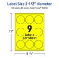thumbnail image 6 of Avery Round Scalloped Labels, Neon Yellow, 2.5" Diameter, 720ct, 6 of 11