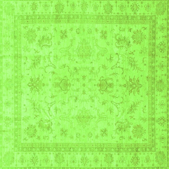 Ahgly Company Indoor Square Oriental Green Traditional Area Rugs, 8' Square