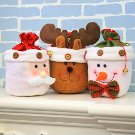 Christmas 3 Bugs - Christmas Gift Bags Reusable Fabric Bags Set of 3 Bags 24 X 24 cm