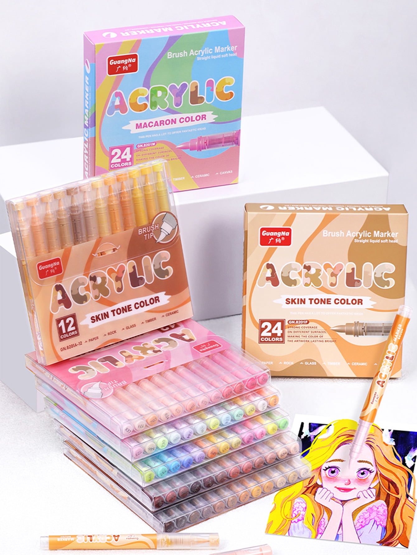 72 colors Acrylic Paint Markers,Soft Brush Student Graffiti Painting Pens Set,Festival Gift DIY Art Markers