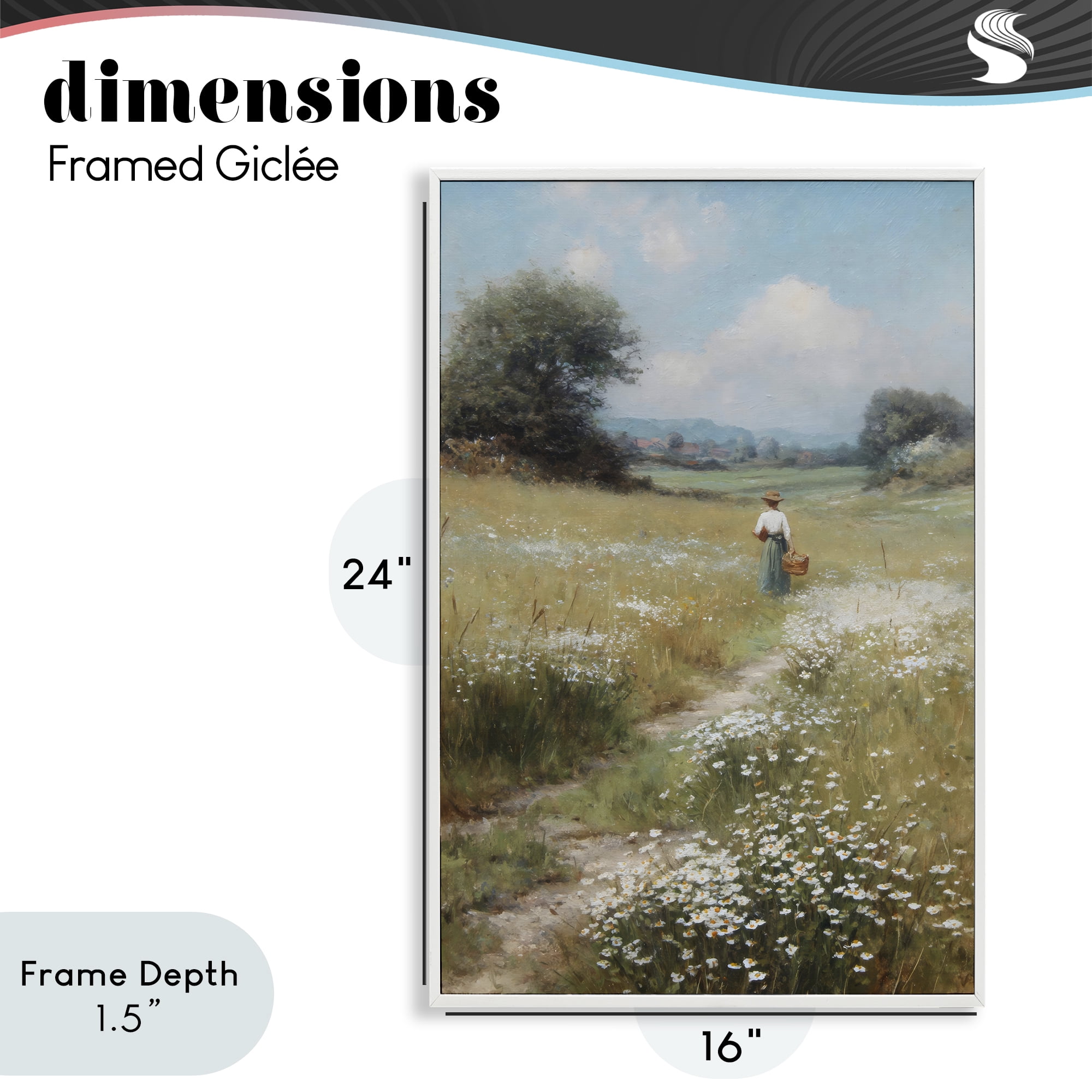 Stupell Industries Flower Gazing in Summer Meadow White Framed Giclee Art, design by Petal Prints Design