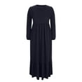 thumbnail image 4 of Women's Lantern Long Sleeve Ribbed Knit Sweater Dress Casual Crew Neck High Waisted Long Dresses A-Line Ruffle Hem Flowy Dresses, 4 of 6