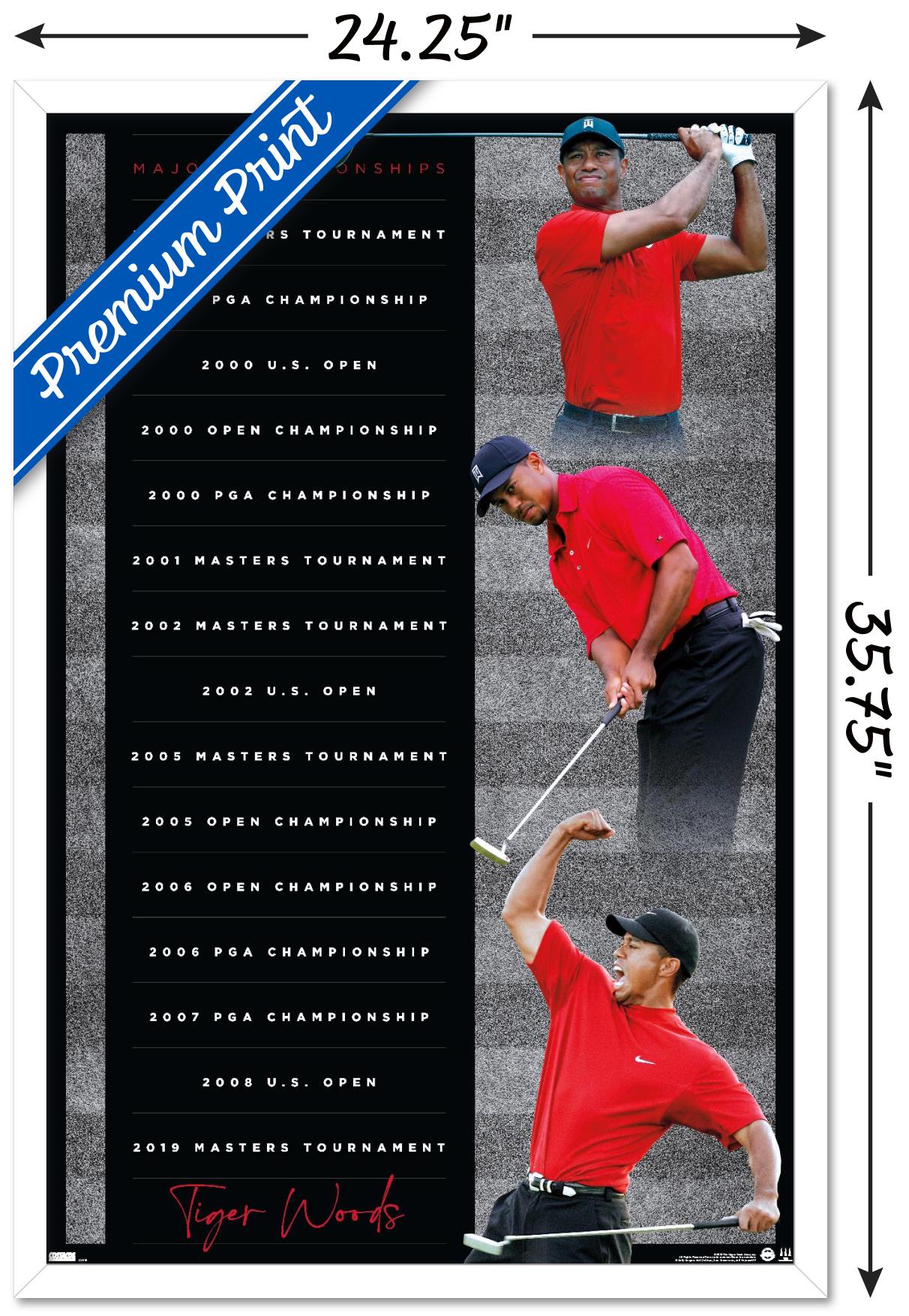 Tiger Woods - Majors Wall Poster, 22.375" x 34" Framed
