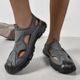 thumbnail image 5 of pwidon Men's Closed Toe Mesh Hiking Sandals Slip On Non Slip Thick Rubber Sole Outdoor Summer Walking Shoes Gray 45, 5 of 6