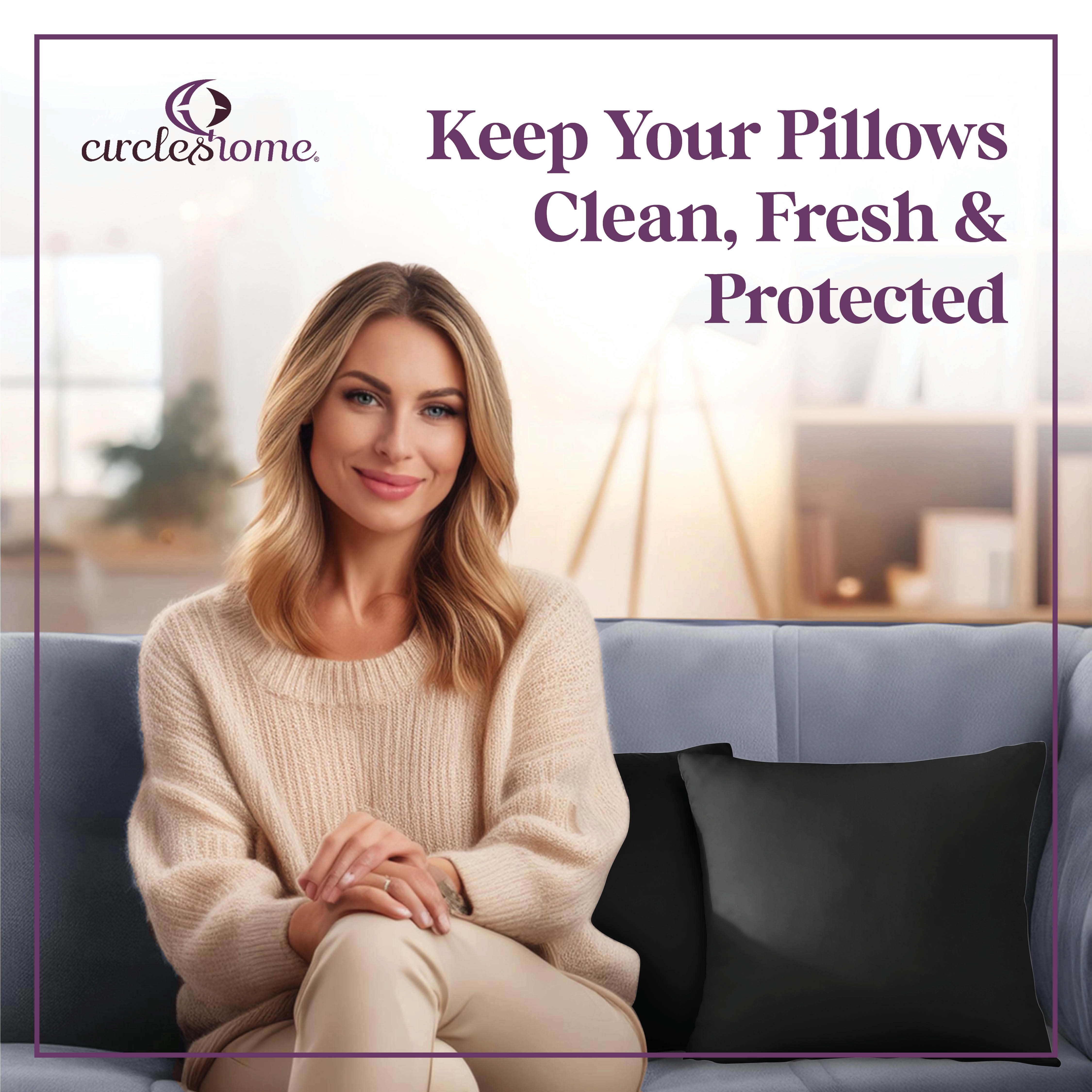 CIRCLESHOME Throw Pillow Protectors - 100% Cotton Breathable Pillowcases - 18 X 18 Square Pillowcases - Protects Pillows from Dirt, Dust and Debris (Square Pillow - 4 Pack- 18x18)